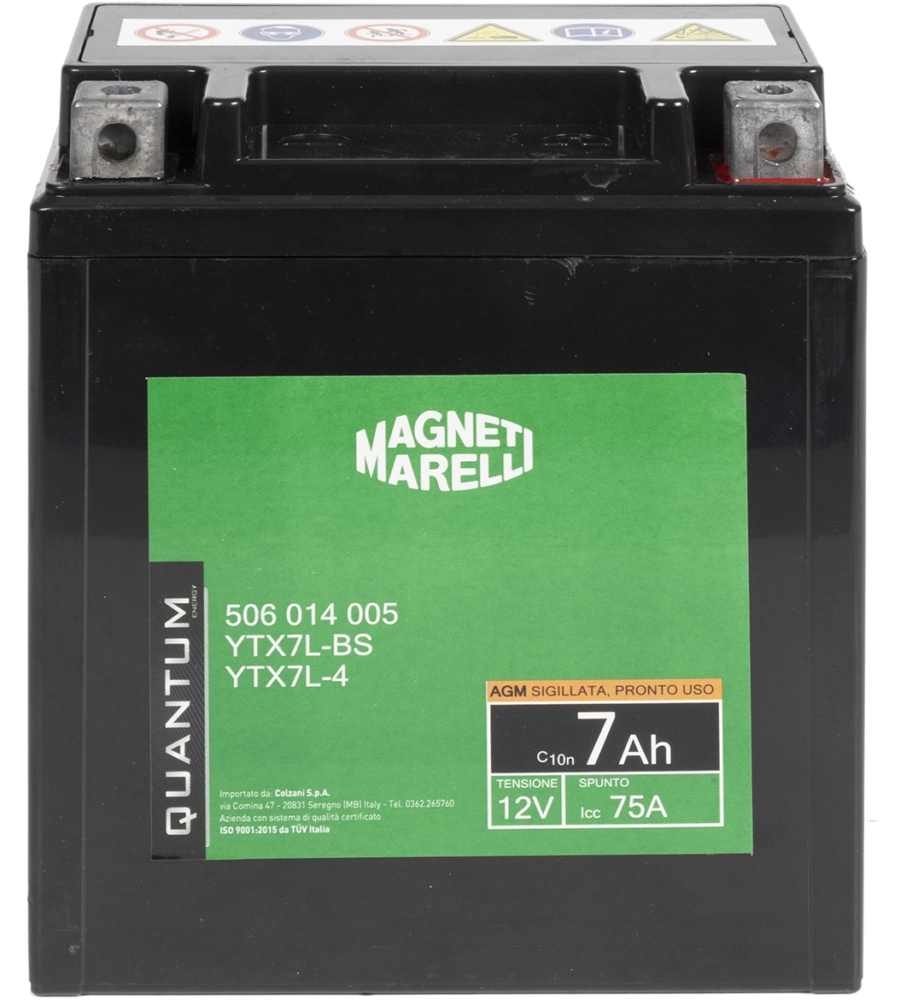 Magneti marelli batteria moto scooter 7ah 12v 75a agm sigillata polo positivo dx